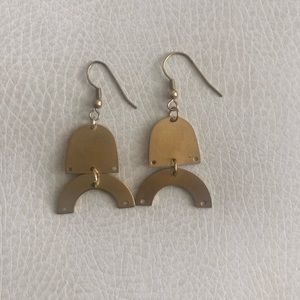 Brass half moon earrings